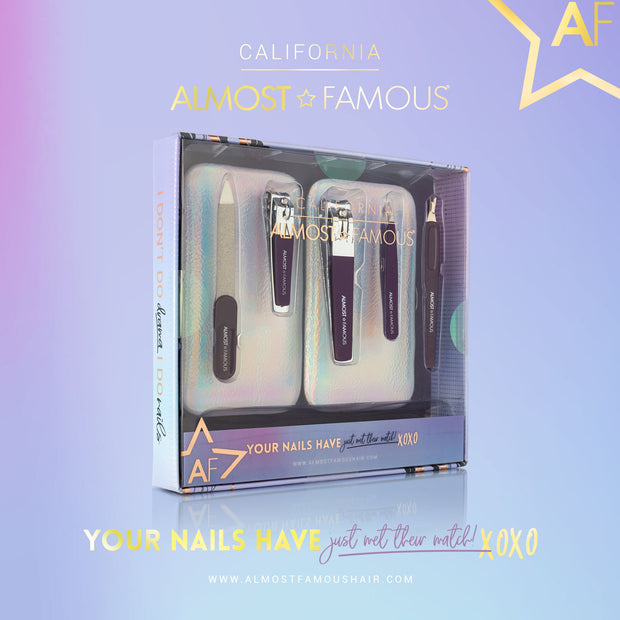 Set de manicura con brillo plateado