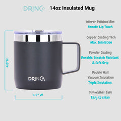 DRINCO® 14 oz Coffee Mug Vacuum Insulated Camping Mug Double Wall