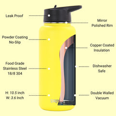 DRINCO® 32oz Stainless Steel Water Bottle - Illuminating Yellow