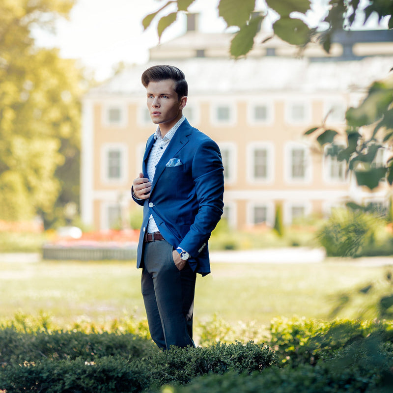 Amant Stockholm Marine Gold Watch with Blue Leather Strap Subdial Design