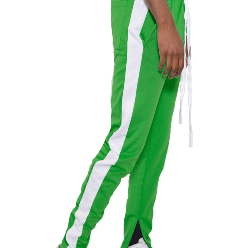 Men’s Green Side Stripe Jogger Pants with Drawstring Waist