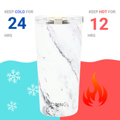 DRINCO® Seattle 20oz Insulated Tumbler Leakproof-Calacatta Marble