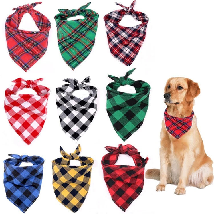 Plaid Dog Bandana Set