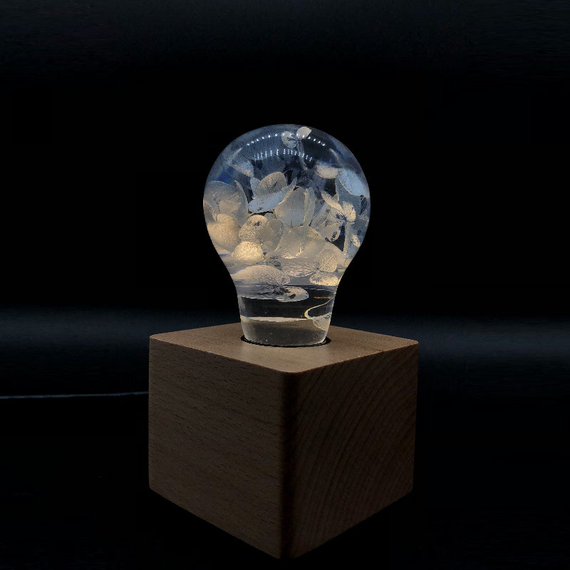 LED Light Bulb Lamp with Wooden Base - Unique Decorative Home Lighting