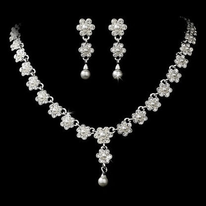 Bridal Pearl Rhinestone Jewelry Set