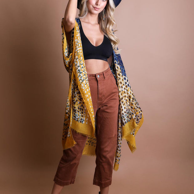 Colorful Frayed Kimono