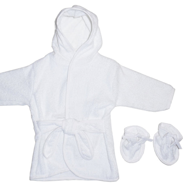 Baby Hooded Bathrobe with Matching Booties