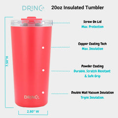 DRINCO® Seattle 20oz Insulated Tumbler Spill Proof Lid w/straw-Red