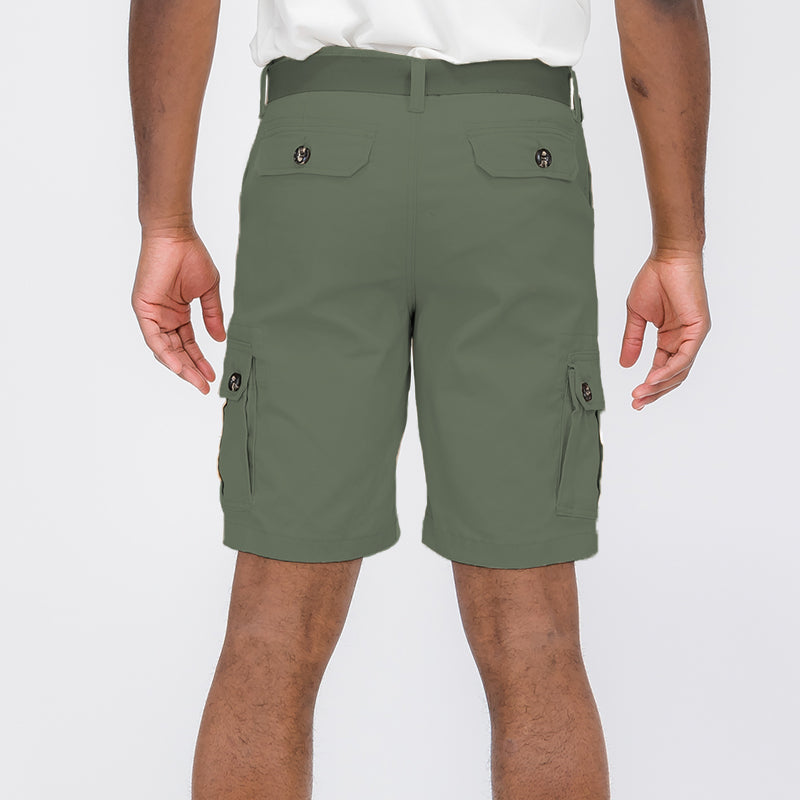 Men’s Cargo Shorts with Belt and Buttoned Side Pockets