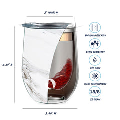 DRINCO® 12oz Insulated Wine Tumbler Glass (Pacifica White Marble)