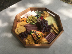 Plateau de charcuterie/service octogonal en bois 17"