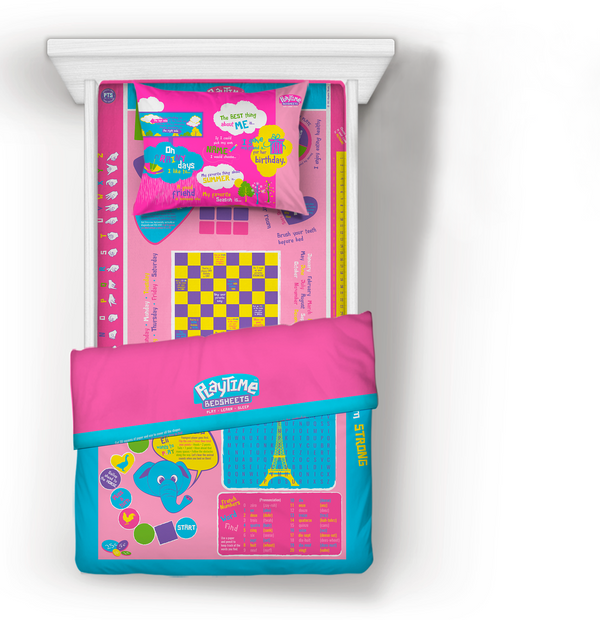 Juego de sábanas Playtime Bed Sheet Twin, 54 x 75 x 10 pulgadas). 