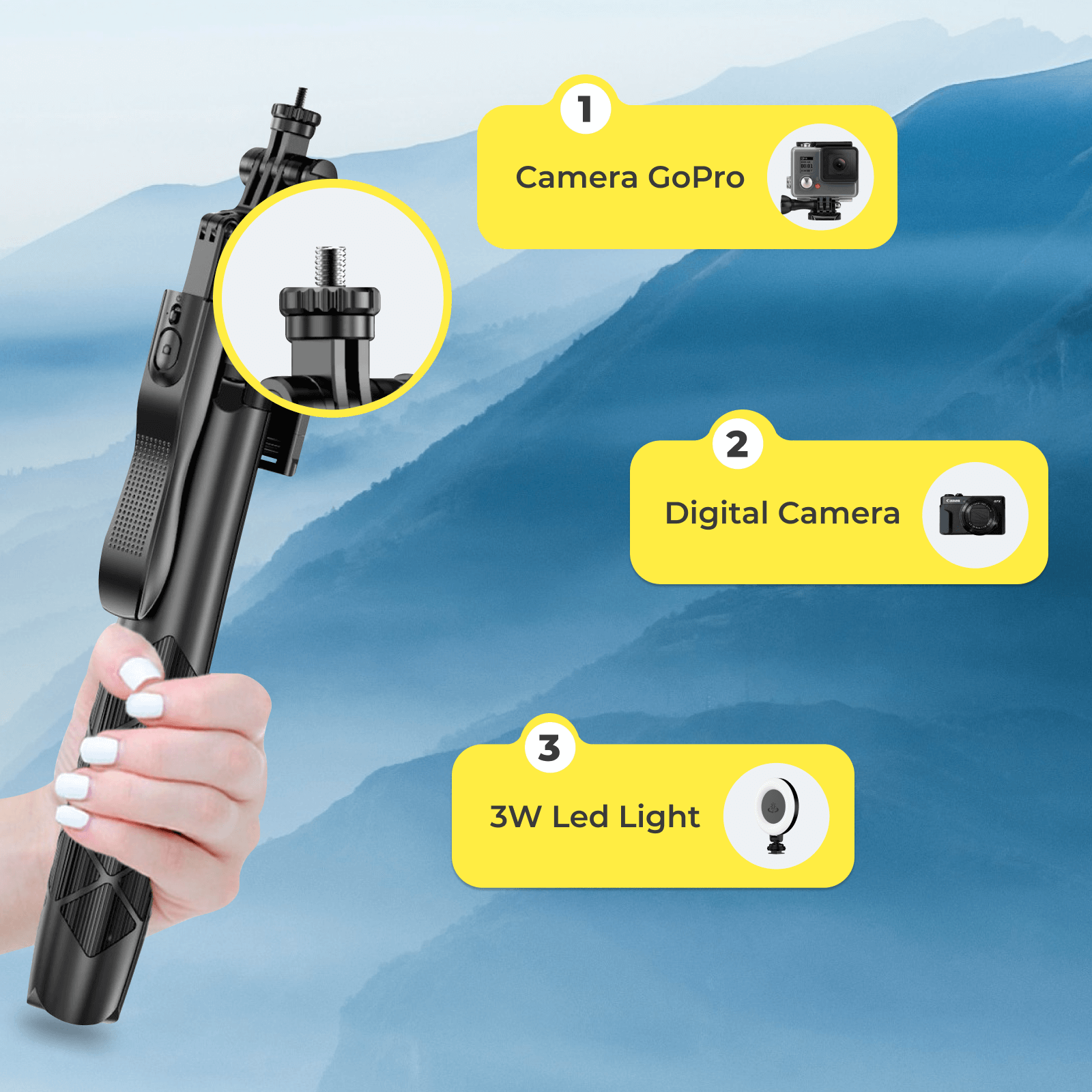 Trípode ajustable para teléfono de 62 pulgadas 