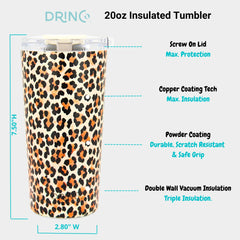 DRINCO® Seattle 20oz Insulated Tumbler Leakproof w/straw-Leopard