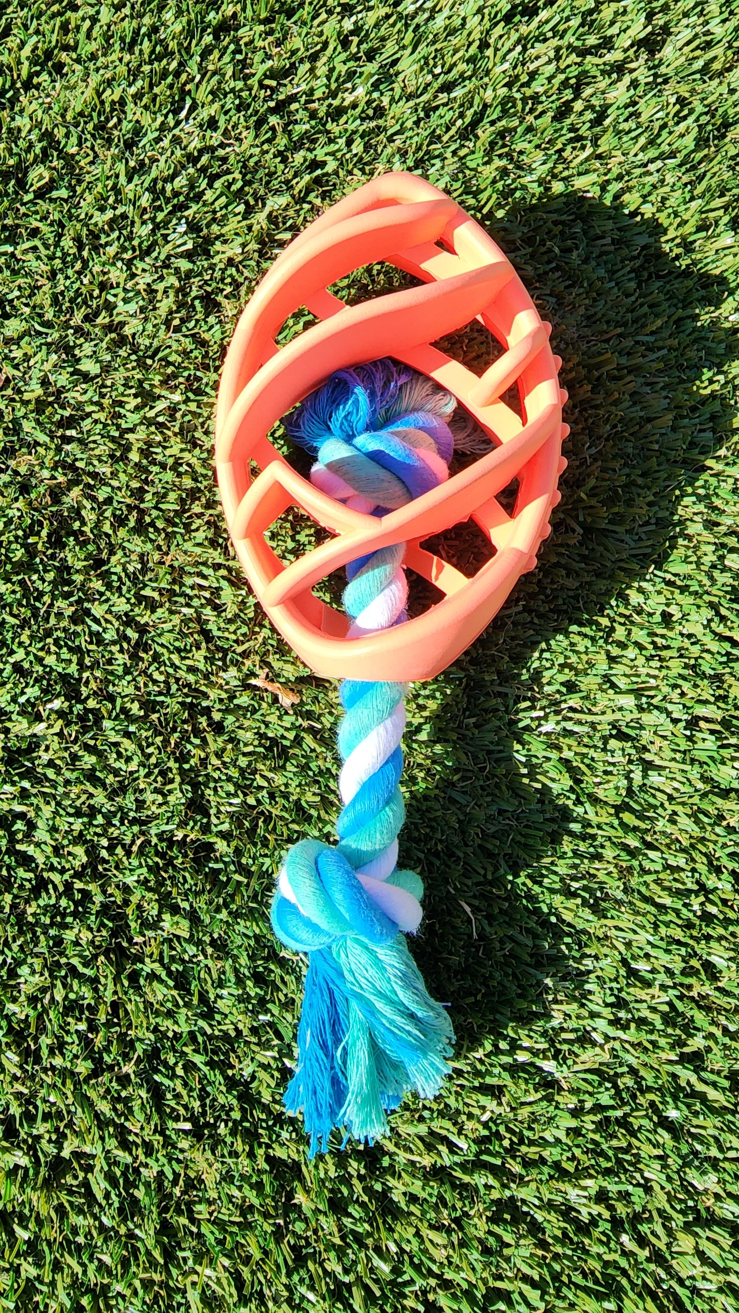 Rubber Football Dog Chew Toy with Tug Rope