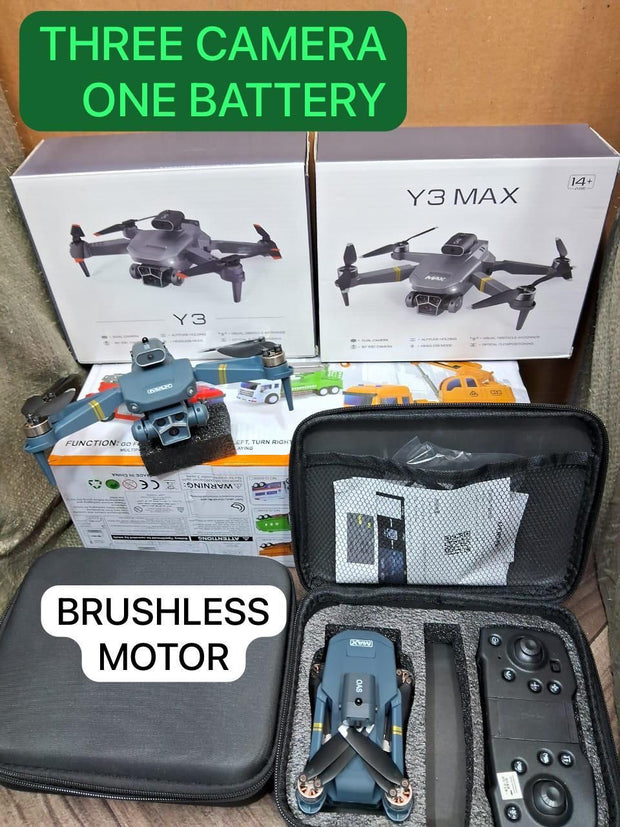 Y3 MAX Foldable Drone with Triple Camera & Brushless Motor RC Quadcopter