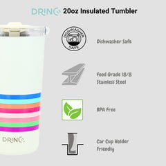 DRINCO® Seattle 20oz Insulated Tumbler Leakproof w/straw-Stripe