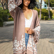 Women Embroidered Kimono Cardigan Open Front Lightweight Cover Up