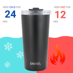 DRINCO® Seattle 20oz Insulated Tumbler Spill Proof Lid w/straw-Black