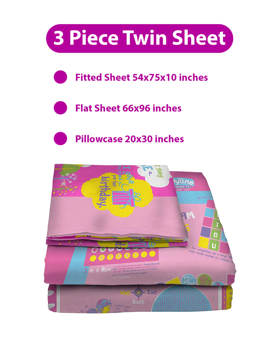 Ensemble de draps de lit Playtime pour lit double, 54 x 75 x 10 pouces). 
