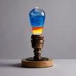 LED Light Bulb Lamp with Wooden Base - Colorful Sunset Design