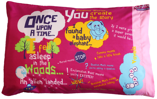Funda de almohada para la hora del cuento. 20 frases e imágenes para empezar. Rosa. 