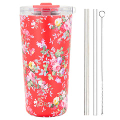 DRINCO® Seattle 20oz Insulated Tumbler Leakproof w/straw-Peony Floral