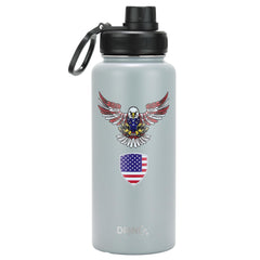 DRINCO® 32oz Stainless Steel Water Bottle-Eagle-Gray