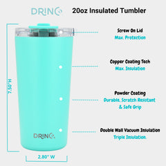 DRINCO® Seattle 20oz Insulated Tumbler Spill Proof Lid w/straw-Teal