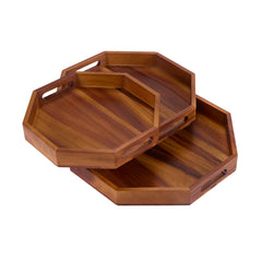 Set of 3 Octagon Serving Trays - Solid Bottom