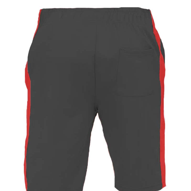 Men’s Athletic Shorts – Black Drawstring Shorts with Red Side Stripe
