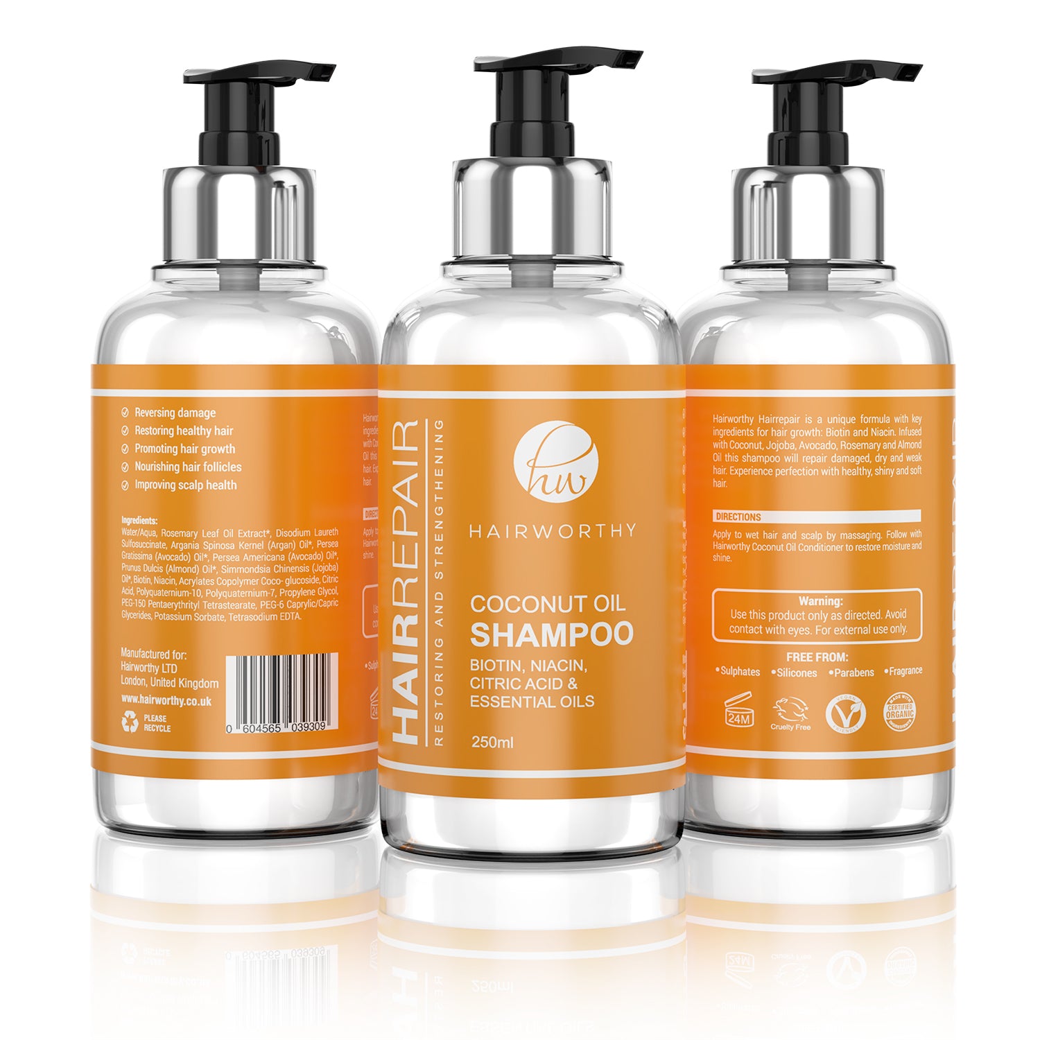 Shampoings réparateurs pour cheveux 200 ml.