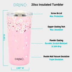 DRINCO® Seattle 20oz Insulated Tumbler Spill Proof Lid w/straw-Sakura