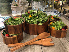 7 Piece - Large Salad Bowl with Servers and 4 Individuals  10" x 4"