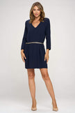 V-Neck Belted Dress