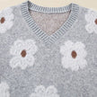 Grey Floral Knit Crewneck Sweater