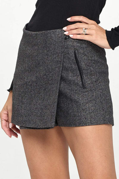 Asymmetrical Wrap Mini Skorts