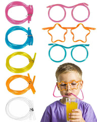 Drinking Straws Glasses Plastic   5Pcs Fun Glasses Straw Covers Cap