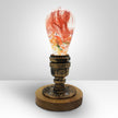LED Light Bulb Lamp with Wooden Base - Unique Decorative Lighting (Flame Design)