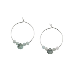 Boucles d'oreilles créoles en argent sterling et aigue-marine