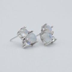 Rainbow Moonstone Cluster Sterling Silver Earrings