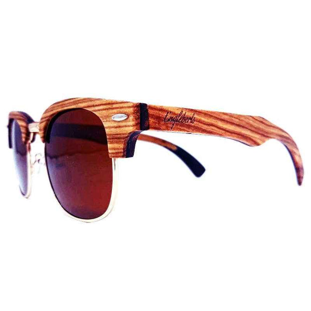 Engleberts Ebony Zebrawood Sunglasses with Bamboo Case and Tea Polarized Lenses
