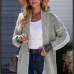 Women’s Black & White Textured Knit Open-Front Cardigan