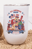 All American Doggo wine cup featuring a patriotic design with a dog, perfect for parties and gatherings.