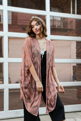 Embroidered Mesh Leaf Kimono