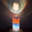 C.P.LIGHT Red Blue Glass Accent Lamp with Wooden Cube Base