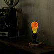LED Light Bulb Lamp with Wooden Base - Unique Decorative Lighting (Flame Design)