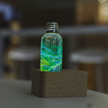 C.P.LIGHT Blue Green Glass Lamp Bulb with Wooden Base