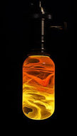 Yellow Orange Swirl Glass Decorative Lamp Bulb with Wooden and Metal Base