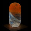 C.P.LIGHT Red Blue Glass Accent Lamp with Wooden Cube Base